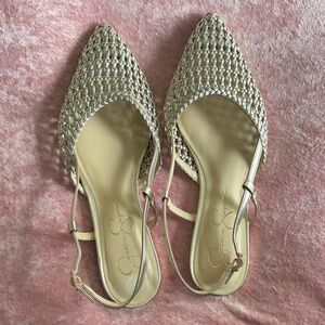 Jessica Simpson Metallic Braided Pointed Slingback Flats